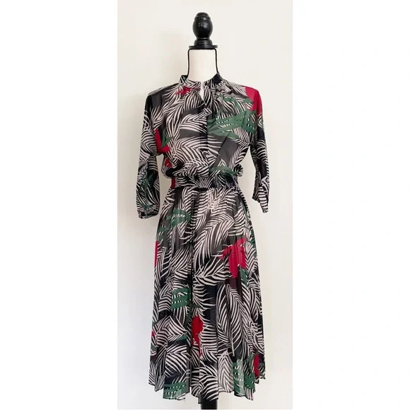 Vintage Dresses | Vintage 80s Tropical Print Shirt Dress | Color: Black/Red | Size: S | Gabrimaria's Closet Vintage Dresses | Vintage 80s Tropical Print Shirt Dress | Color: Black/Red | Size: S | Gabrimaria's Closet